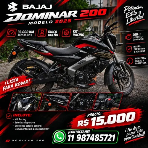 Vende-se moto dominar 200
