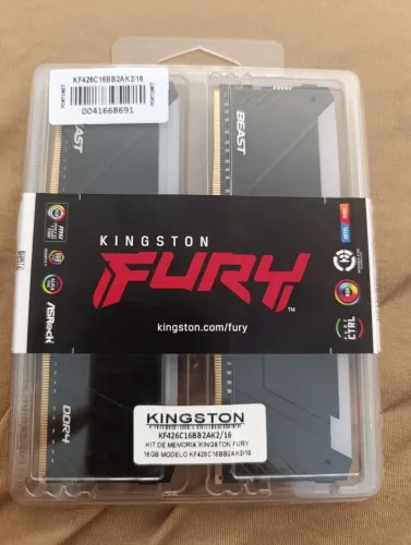 Memória ram Kingston Fury 16gb 2x8, 2666 mhz