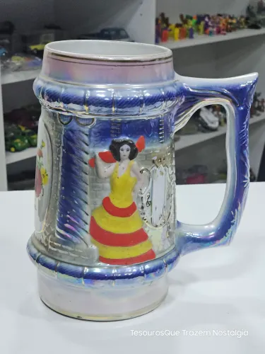Caneco Chopp 3 Lts E 300ml Cerâmica Sta. Rosa Pedreira Grande Gigante Azul-aço Dançarina 