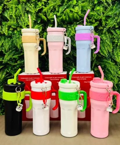 Caneca 1200ml Com Canudo e Bico