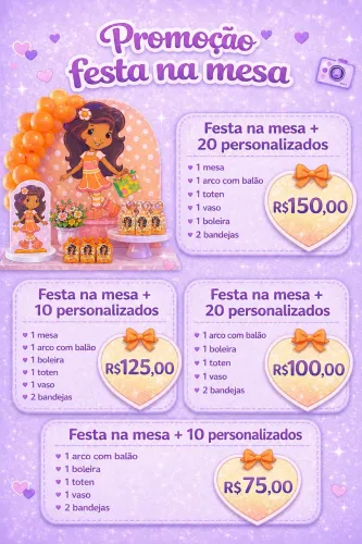Aluguel de festa na mesa