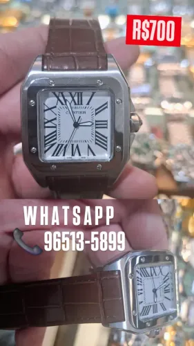 Relógio CARTIER SANTOS Pulseira de Couro Quartz