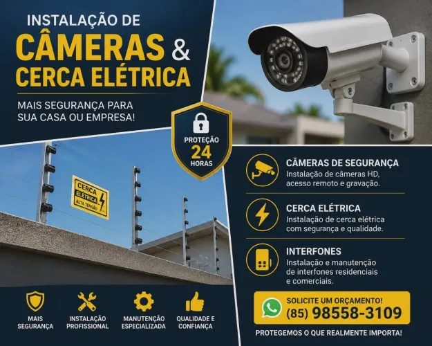 Instalação e manutenção de cerca interfone câmeras alarmes