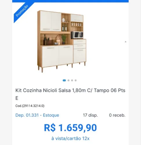 Kit Cozinha Nicioli Salsa 1,80m com Tampo (NOVO NA CAIXA / NUNCA USADO)