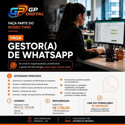 ? VAGAS ABERTAS - GP DIGITAL | MINEIROS - GO