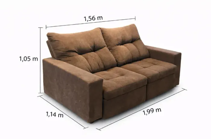 Sofá Retrátil e Reclinável Suede Marrom 2 Lugares Seminovo - Higienizado e Impecável