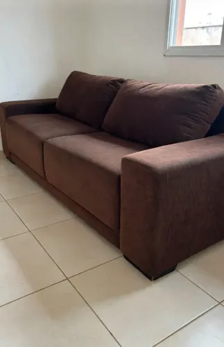 SOFÁ 3 LUGARES MARROM CHOCOLATE SUEDE 2,00M - RETIRA HOJE R$650,00| RIBEIRÃO PRETO