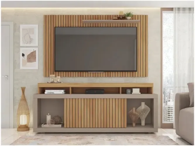 Rack para TV até 60? com Painel 2 Portas Caemmun New Osca
