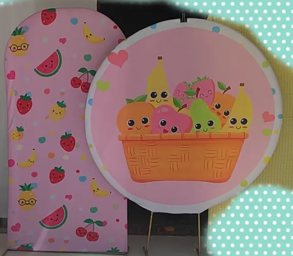 Kit painéis de festa (sublimação) tema frutinhas 