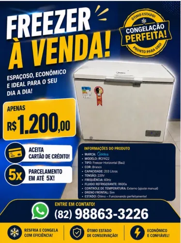 Freezer Midea - em ótimo estado - R$1.200