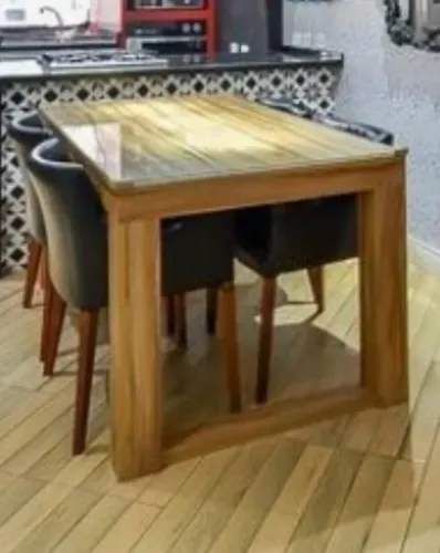 Mesa de jantar Itália c vidro temp 8mm com 4 poltronas