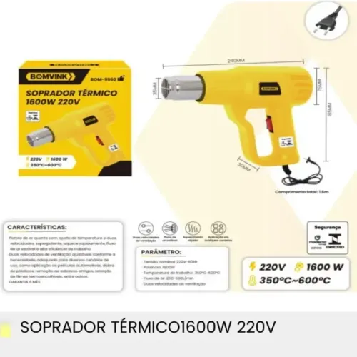 Lacrado Soprador Térmico 1600W 220V BOM VINK BOM-9560