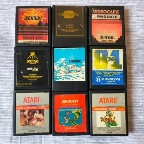 Lote 09 Jogos Cartuchos Raros Atari 2600, Dactari, Digimax, Zirok, Dynacom, Tron