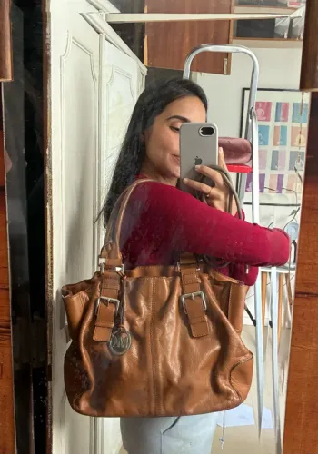 Bolsa Michael Kors couro caramelo