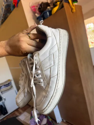 Tênis Democrata Denim Bold Couro Branco - Tam 42 (Novo custa R$280-310)