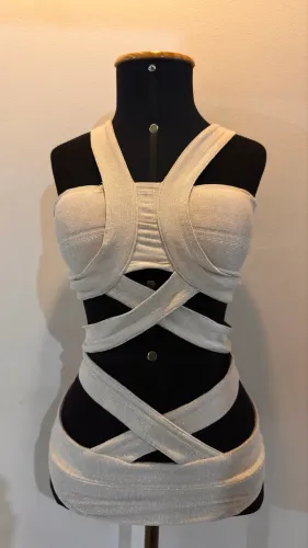Vestido/body Bandage Branco Luxo Cut Out Festa Balada Premium Tam (M)