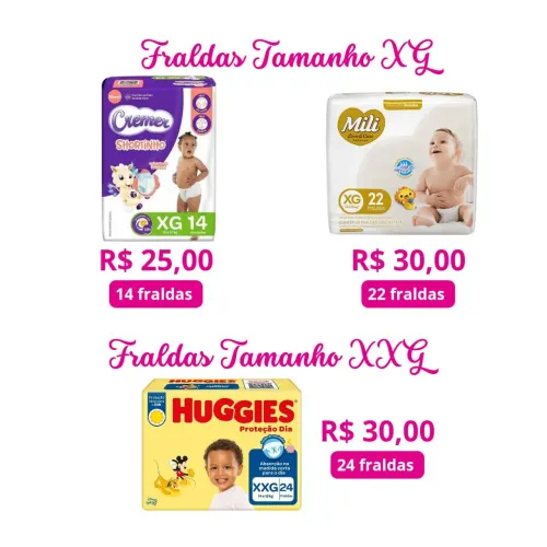 Fraldas XG e XXG