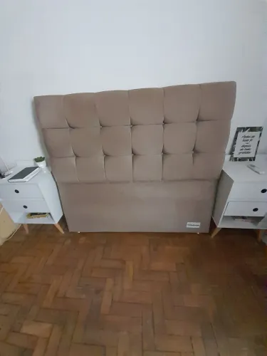 Cabeceira de cama de casal - Chérie veludo cream - Ortobom