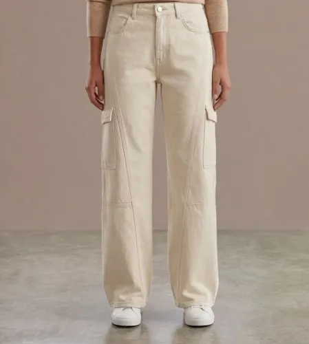 Calça Wide leg - feminina - 36 - Off white