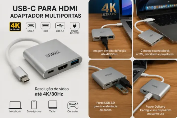 Adaptador USB-C para TV/Monitor HDMI 4K 30Hz