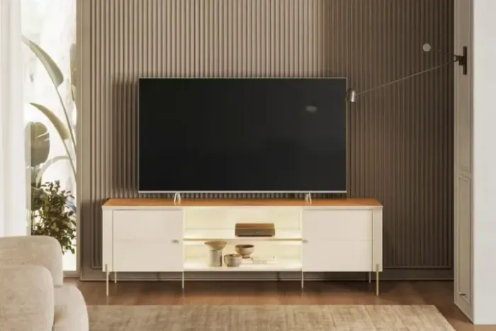Bancada Brasilia 180cm com led e 2 portas para tv até 75"