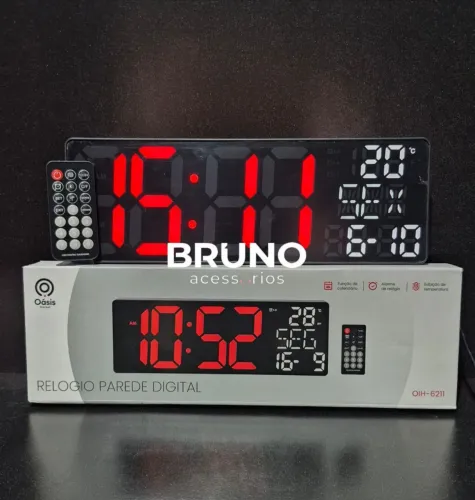 Relogio digital de parede led grande com controle remoto 