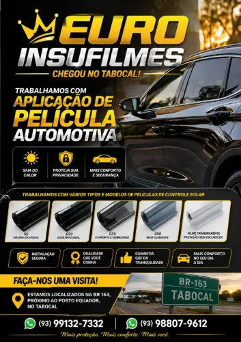 Euro insufilmes chegou em Santarém trabalhamos com aplicação de película automotiva 