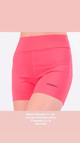 Shorts Rainha UV 50+ Classic Feminino Rosa