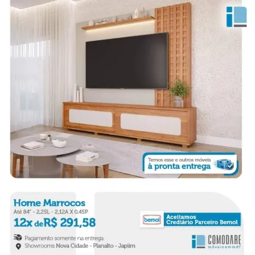Home Marrocos para TV até 84" com Painel e LED | Pronta Entrega | Comodare
