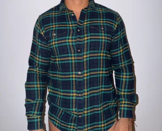 Camisa Reserva Flanela Xadrez Verde Azul Tam M