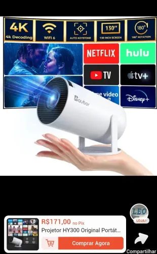Vendo projetor Hy300 novo usado uma vez