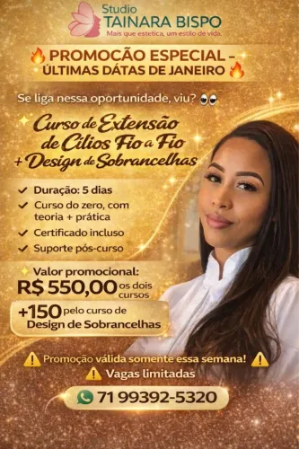 Curso de Extensão de Cílios Fio a Fio + Design de Sobrancelhas