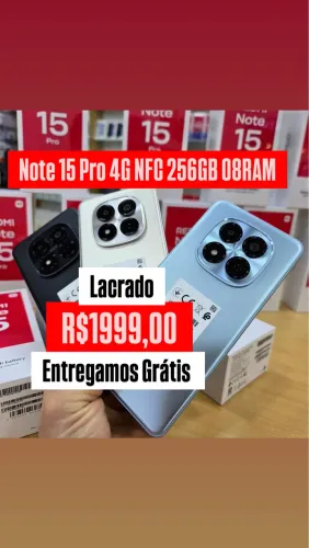 Note 15 Pro 4G NFC 256+08 Azul Prata Preto Lacrado 