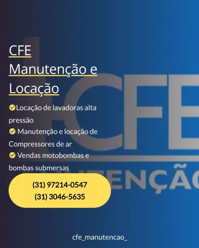 Locação de compressores de ar / lavadoras de alta pressão / Revenda de motobombas 