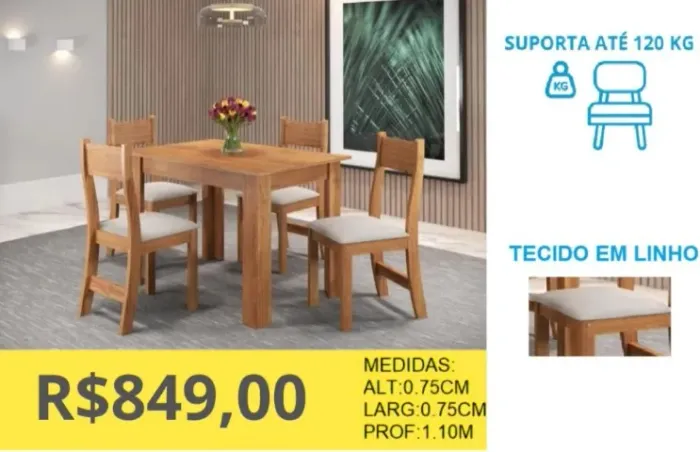 CONJUNTO DE MESA A PRONTA-ENTREGA