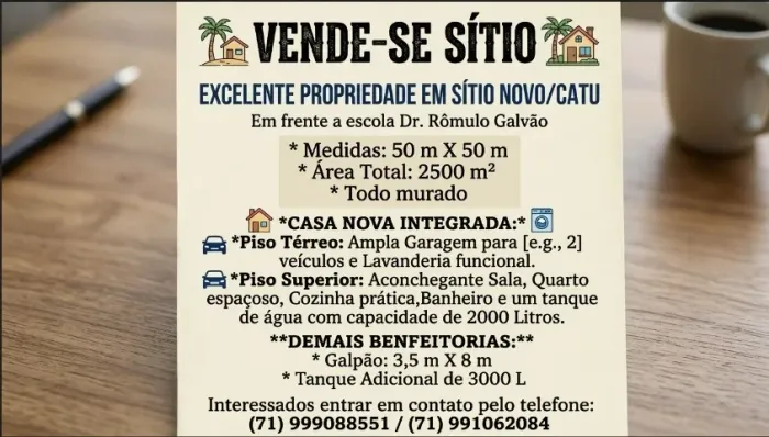 ? OPORTUNIDADE IMPERDÍVEL: SÍTIO DE 2.500 m² COM CASA NOVA E ÁRVORES FRUTÍFERAS! ?