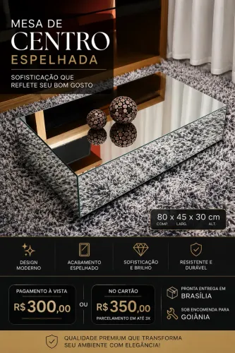 Mesa de centro espelhada 
