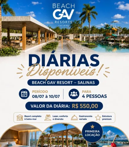 Risort Salinas R$ 550 a diária!