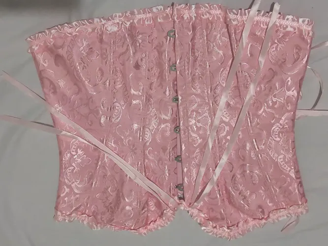 Top corset estilo clássico rosa sem alça