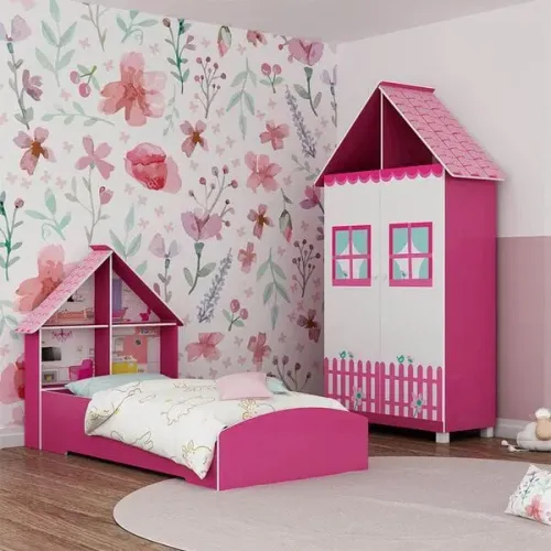 Cama e guarda-roupas casinha