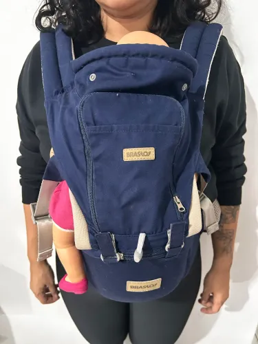Canguru Carregador Ergonômico Para Bebê C/ Assento Hipseat Cor Azul