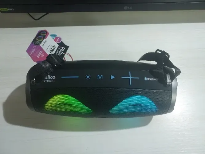 Caixa de Som Portátil 40W | Bluetooth 5.3 | TWS | LED | USB/TF/P2 | Bateria 16h