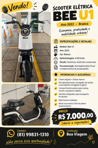 Scooter elétrica - Bee U1 ano 2022