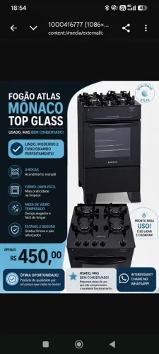 Vendo fogão 4 bocas, tampo de cooktop