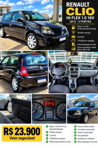 Renault Clio Hi-flex 1.0 16V 3P 2012