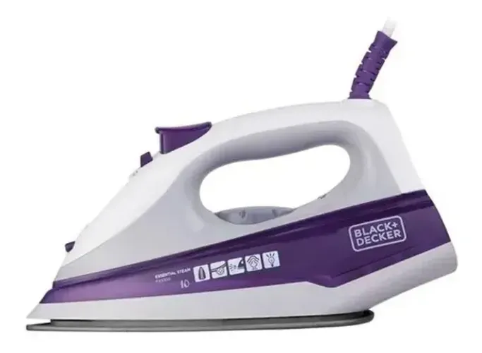 Ferro de Passar Roupa com Vaporizador Black Decker Base Antiaderente Branco e Roxo Modelo
