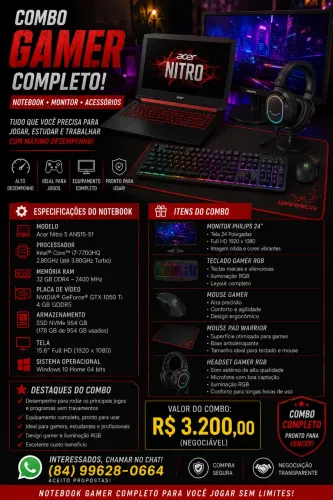 Notebook gamer. Acer nitro 5