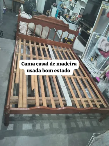 CAMA CASAL DE MADEIRA MACIÇA USADA R$280 ENTREGA GRÁTIS
