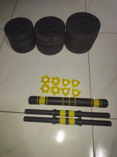Kit halteres com barra pra academia em casa