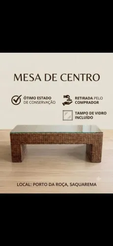 Vendo mesa centro em Vime, excelente estado de conservação. 